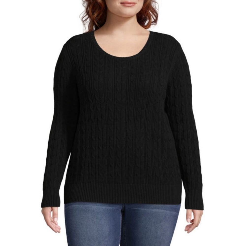St. John's Bay Cable Crew Neck Sweater - Plus